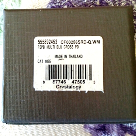 NWT Crystalogy Fine Silverplated Blue Crystal Cross - Picture 3 of 7